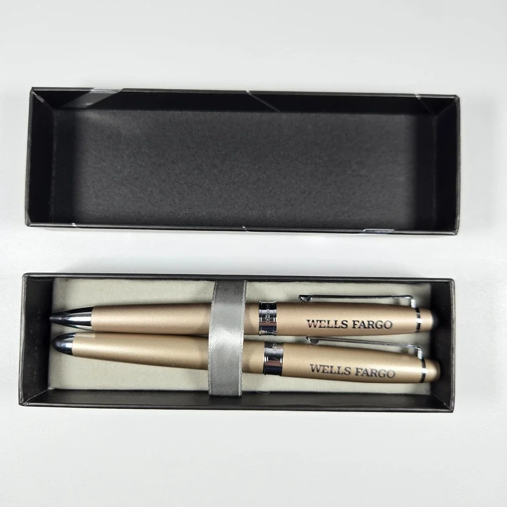 VERY NICE Cutter & Buck Pen Set of 2 Wells Fargo Bank Advertising Corporate Gift